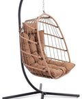 Egg Chair With Stand For Indoor Outdoor Chill Vibe, Hanging Rattan Wicker Swing, 350 Lb Capacity, Breathable Cushion