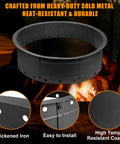36 Inch Smokeless Fire Pit Ring For Patio And Backyard Large Outdoor Campfire Pit In Black Steel With Air Vent For Efficient Burning Anti Rust Coating Zinc Plated Durability Hangout Ready displayed at nighttime campfire