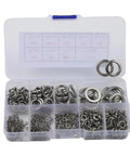 Open Spring Washer Set In 304 Stainless Steel For M2 Size Hardware, 480 Pieces For Machinery And Electronics, Anti Loosening Design, Rust Resistant Fasteners For Durable, Secure Assemblies And Easy Maintenance in compartment box