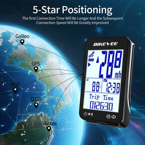 Dope GPS Bike Computer With Wireless Setup, Tracks Speed, Distance, Ride Time, And Max Speed With 5-star positioning map