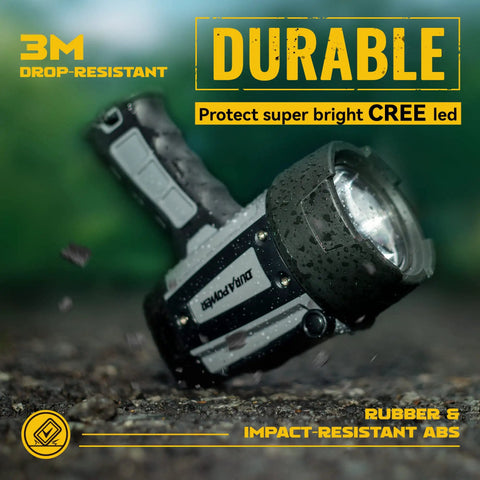 Rechargeable Spotlight Flashlight With Beast Bright 42000 Candela Beam And 1400ft Range IP68 Waterproof LED Handheld Light