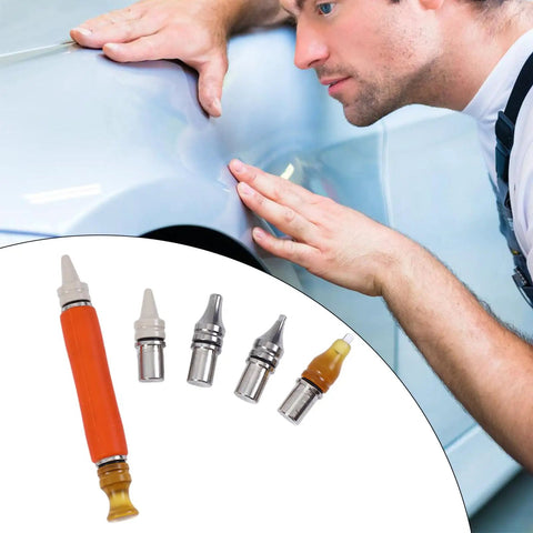 Magnetic Suction Dents Repair Pen for Auto Home and Furniture Quick DIY Dent Remover Tool set with multiple tips shown in use on car