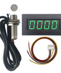 Green LED Tachometer RPM Speed Meter with Hall Proximity Sensor Magnet NPN for Lathe CNC Mower Conveyor Belt 5 to 9999 RPM DC 8 to 15V 0.56 inch display, including cables and magnet