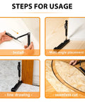 Steps showing Multi-Function Scribing Tool For Woodworking And DIY Projects, including installation and cutting.
