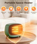 Keep You Toasty Anywhere with This Compact Tabletop 900W PTC Space Heater for Indoor Use shown on a table.