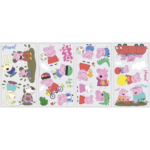 Peppa Pig Peel And Stick Wall Decals Set Featuring 131 Easy-Apply Removable Wall Decals For Kids Rooms Made In USA No Residue