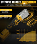 Heavy Duty Right Angle Impact Wrench Compatible With Dewalt 20V Max Cordless showing precise trigger control and torque info.