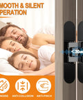 Professional Grade Dead Simple Hidden Hinge Template And Invisible Router Guide For Seamless Door Hardware Installation Kit 6 Inch showing smooth operation with family asleep.