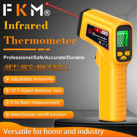 Infrared Temperature Gun Non Contact Laser Thermometer For Industrial And Kitchen Use with digital display showing 0.0.