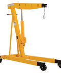 Heavy Duty Steel Engine Hoist With Telescoping Legs And Adjustable Boom Supporting 6000 Lb in yellow, showcasing hydraulic lift mechanism.