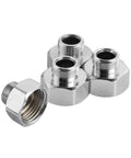 Heavy Duty Water Line Adapter Four Pack Half Inch Female To Three Eighths Male Reducer Fitting for stainless steel connections.