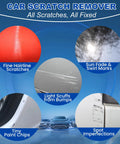 Image showing different types of car scratches including fine hairline scratches, sun fade, light scuffs, paint chips, and spot imperfections.