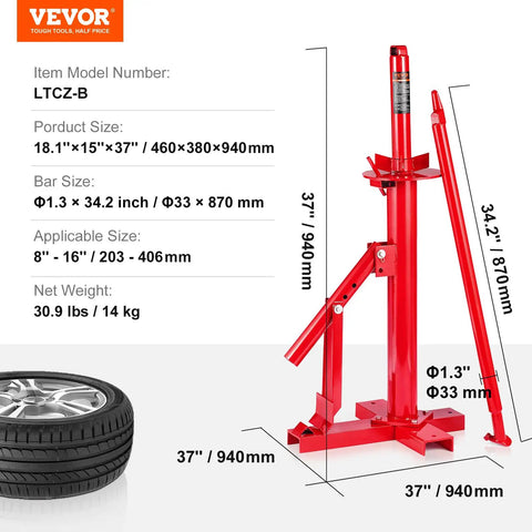 Manual Tire Changer And Bead Breaker Set For 8 To 16 Inch Tires Portable Hand Mount Tool For Cars Trucks And Trailers in red steel