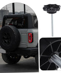 Spare Tire Hold Down Bolt For Car Spare Wheel Mounting Universal Fitment Tire Fastener Clamp and SUV rear view with spare wheel