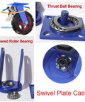 Tough As Nails Heavy Duty Industrial Caster Wheels 4 Pack, showing thrust ball bearing and swivel plate components.