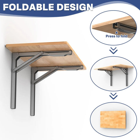 Space Saving Wall Mounted Folding Workbench For Garage And Workshop, Heavy Duty Fold Down Table Desk That Holds Up To 550 Lbs