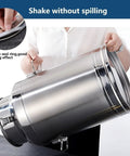 Cool Heavy Duty Storage Bucket With Secure Lids, 304 Stainless Steel Milk Can And Wine Pail Tote, Sealed Grain Container For Rice Coffee Beans Dog Food That Keeps Everything Fresh And Ready being securely held with a silicone seal.