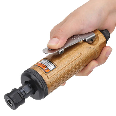Nuts And Bolts Air Die Grinder Boasting 22000 RPM For Fast Metal Grinding And Precision Polishing held by a hand.