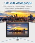 150° wide viewing angle of the 10.1 Inch Portable Security Monitor With 1024x600 HD Display, showing a panoramic cityscape