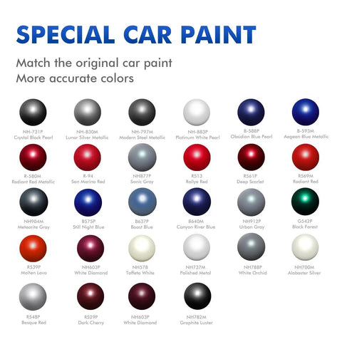 Special car paint color options chart including Basque Red for Honda vehicles, showcasing various OEM color matches for accurate touch-ups.