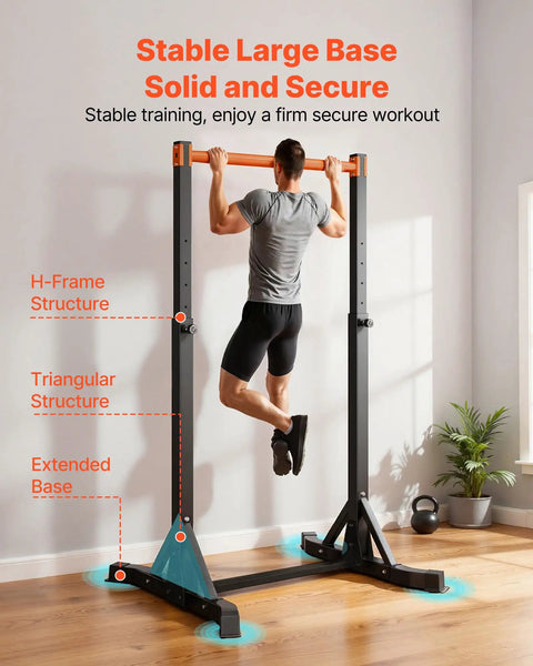 Beast Mode Ready Heavy Duty Free Standing Pull Up Bar Station with H Frame in use, showing stability and structure.
