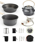 All In One Camping Cookware Gear With 3500W Portable Stove, 1.70L Pot, 1.15L Kettle, frying pan, cup, and cutlery set