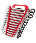 Ratcheting Wrench Set 12-Piece 8-19 Mm With Holder Included For Quick Turns, Box End Grips Flat Sides, Slip-Resistant Hex Fasteners, Durable Steel Mechanics Tool Set For Auto, Home, And Workshop Projects