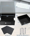 Heavy Duty Steel Under Desk Safe With Keypad Lock Featuring No Sweat Setup Hidden Slide Out Drawer dimensions and components.