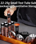 Keep Your Grounds Fresh As A Bell With This Six Tube Single Dose Coffee Bean Storage Jar Set Featuring One Way Exhaust Valves And A Smart Hopper For Flawless 22 To 25 Gram Portions To Brew On Point Daily.