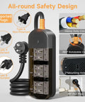 All Weather Outdoor Power Strip With 10 Foot Extension Cord, Waterproof Surge Protector With 3 AC Outlets, 1625W overload protection