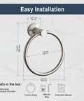 Brushed Nickel Towel Ring Stainless Steel Round Bath Towel Holder For Bathroom Wall Mount Rustproof Durable Easy Install With Screws
