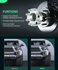 2 Inch Wheel Spacers Adapters For 6x5.5 To 8x180 Bolt Pattern, 108mm Hub Bore installed on brake disc with before-after SUV photos