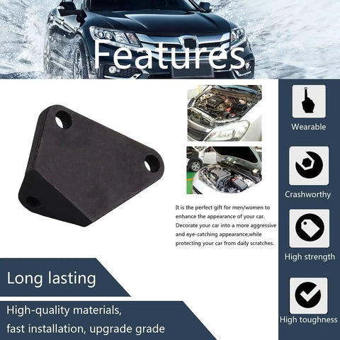 Exhaust Manifold Clamp Repair Kit for Cylinder Head Leak Fix, black triangular clamp with bolt holes, car background