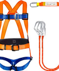 Full Body Safety Harness With Internal Shock Absorbing Lanyard For Tool Fall Protection OSHA ANSI ASTM F1774 Certified, orange gear.