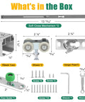 Components of 72 Inch Pocket Door Hardware Kit With Dual Soft Close And Soft Open Sliding Pocket Door Hardware With 6ft Aluminum Track