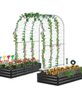 Galvanized Raised Garden Bed With Trellis, 6 By 3 By 1 Ft, Two Pack Outdoor Garden Beds For Vegetables, Herbs And Flowers, Upgraded 4 By 3 Support, Black