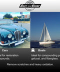 Vintage car and sailboat showcasing applications for Microfiber Pad Set For Car Detailing Five Inch Pads For Compounding Cutting Buffing Waxing