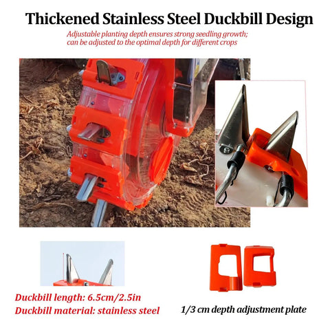 12-Nozzles Tractor Mounted Seeder with stainless steel duckbill design for adjustable spacing and depth on farms and gardens.