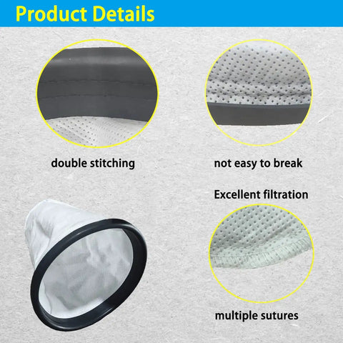 Durable HEPA Cloth Bag Liner For Backpack Vacuums 2 Pack Seals Tight For Clean Pickup with stitching and filtration details