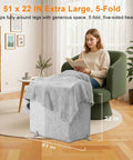 Woman using Foldable Under Desk Heater With Blanket Cozy Five Fold Plus Size Eight Temperature Levels Leg And Foot Warmer