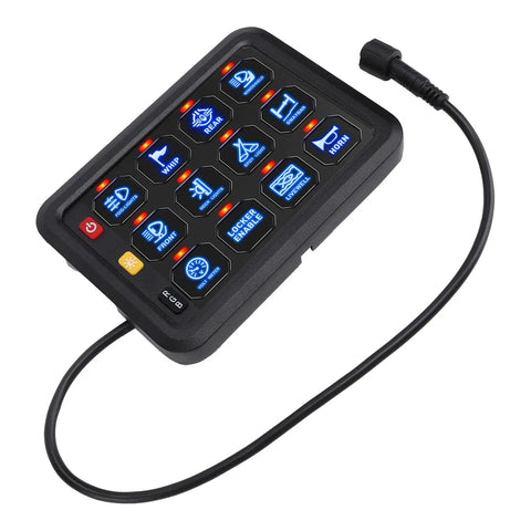 12 Gang RGB LED Switch Panel With 8 Color Modes And 5 Brightness Levels For Cars Boats And Marine Use 80A Heavy Duty IP65 Waterproof Panel