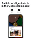 Google Home app displaying intelligent alerts for Wired Second Gen Security Camera With 1080p HDR Night Vision, Smart Motion Alerts.