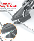 Close-up of sharp blade on sheet metal cutter drill attachment for electric drills, heavy duty shear for cutting iron and aluminum.