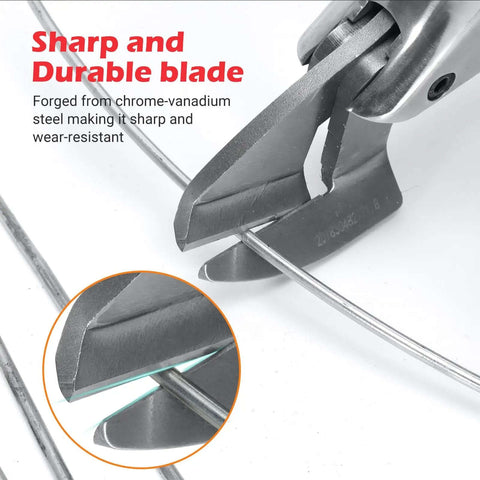 Close-up of sharp blade on sheet metal cutter drill attachment for electric drills, heavy duty shear for cutting iron and aluminum.