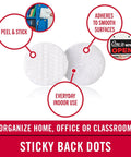 Sticky Back Dots 250 Pack White Half Inch Adhesive Dots For Easy Mounting In Office School And Home No Mess Craft Projects
