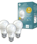 Dusk To Dawn A19 LED Bulbs Eight And A Half Watt Outdoor Security Light Auto On Off Daylight 3 Pack box with three bulbs