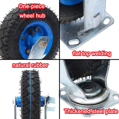 Heavy Duty Industrial Caster Wheels With Pneumatic Casters And Top Plate showing steel hub and welding details