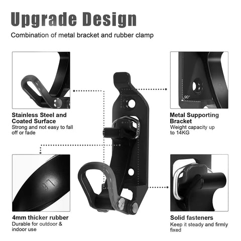 Diagram showing Roof Rack Shovel Mount Kit with metal rubber clamps and stainless steel brackets for trucks and SUVs.