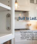 Flat Straight Brace Set 100 Pcs 2.2x0.6in Stainless Steel Shelf Brackets installed in cabinet for fixing support