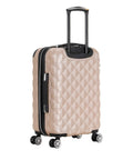 Diamond Tower Hardside Luggage With Expandable Design Rose Gold Finish Eight Wheel Spinner Travel Case Lightweight Twenty Inch Carry On Durable Diamond Texture Exterior And Spacious Interior